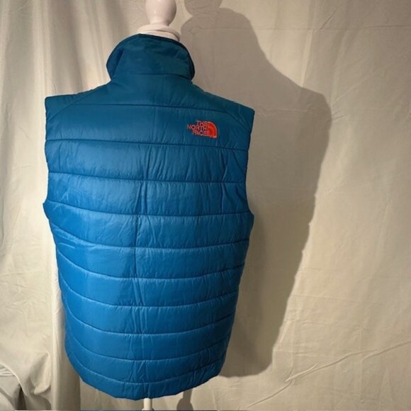 The North Face Quilted Vest Men's Medium Turquoise & Orange Like New Lightweight - Picture 3 of 11